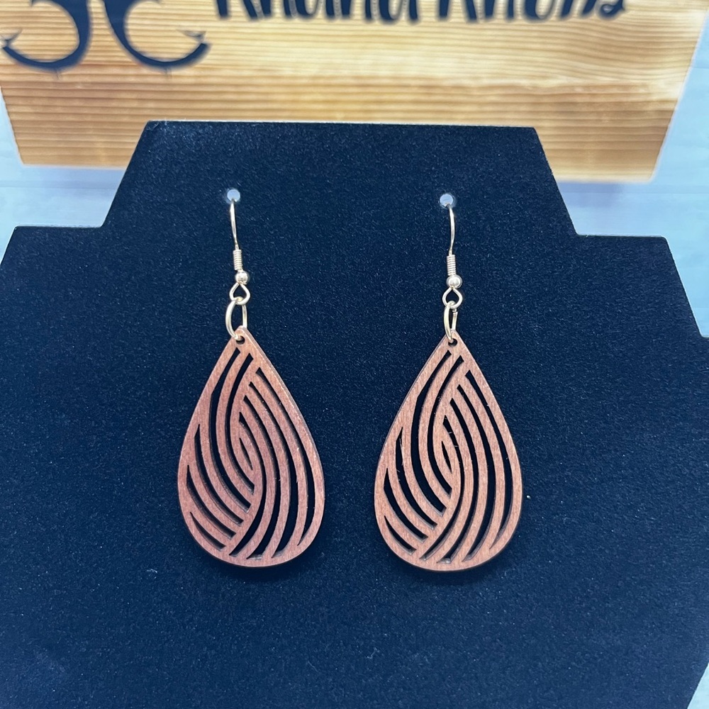 Artistic Wooden Teardrop Earrings